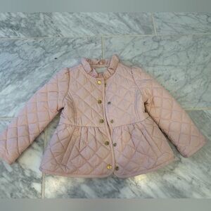 Janie and Jack Blush Quilted Jacket with Gold Accents